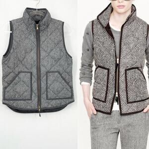 J Crew Down Vest Excursion Herringbone Chevron Quilted Size Small‎